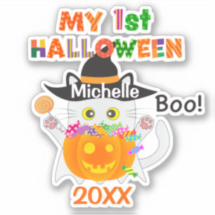 Pegatina Mi primer gato fantasma de Halloween