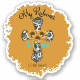 Pegatina Mi Redentor vive la Cruz Religiosa de Pascua