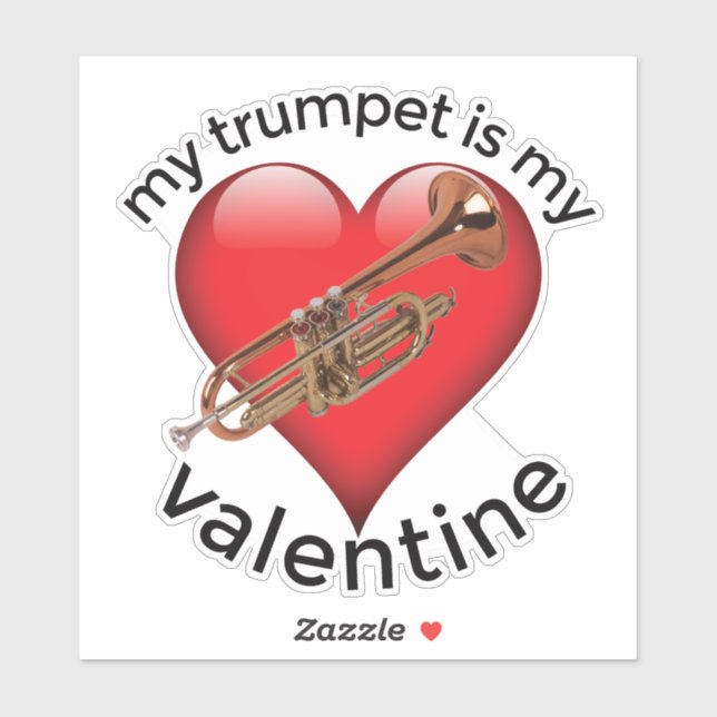 Pegatina Mi Trumpet es mi San Valentín (Hoja)