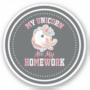 Pegatina Mi unicornio se comió mi tarea