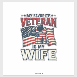 Pegatina Mi Veterano Favorito Es Mi Esposa Camiseta Patriót
