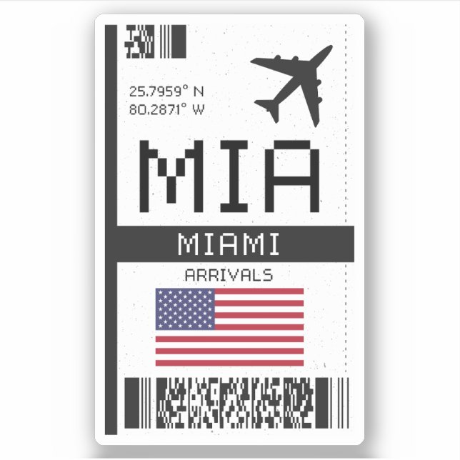 Pegatina MIA Miami, Florida Airport Boarding Pass (Anverso)