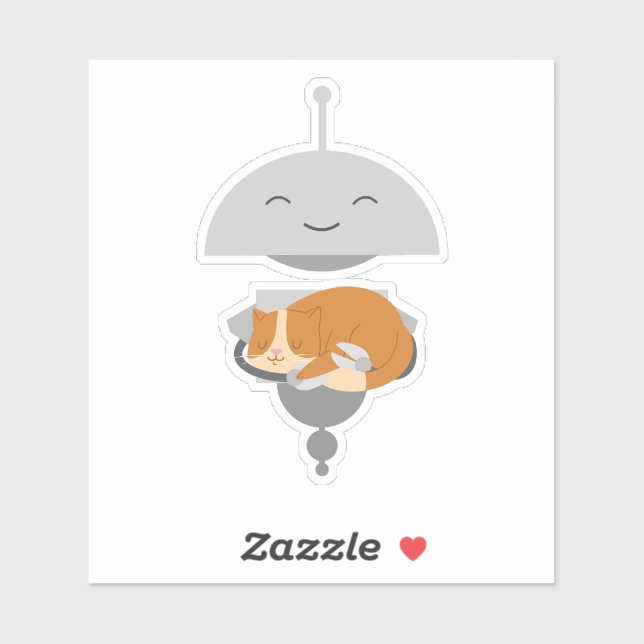 Pegatina Mia sostiene al gato (Hoja)