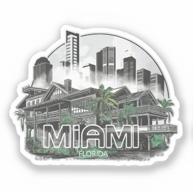 Pegatina Miami City Florida USA (Anverso)