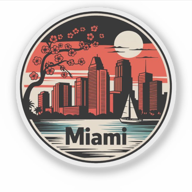 Pegatina Miami City Florida USA (Anverso)