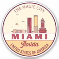 Miami Florida City Skyline Emblem