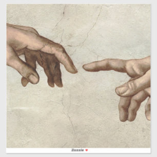 Pegatina Michaelangelo manos creación adam dios