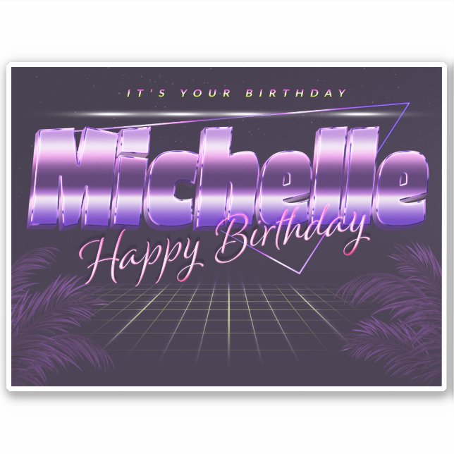 Pegatina Michelle Name Vorname retro Sticker Geburtstag (Anverso)