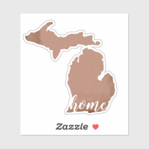 Pegatina Michigan Home Script Typography Copper State