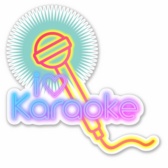 Pegatina micrófono de música de canto de karaoke para el co (Anverso)