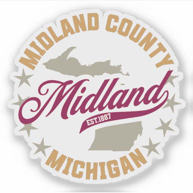 Pegatina Midland, Michigan (Anverso)