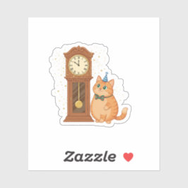 Pegatina Midnight Countdown Clock Cat Golden Sparkles