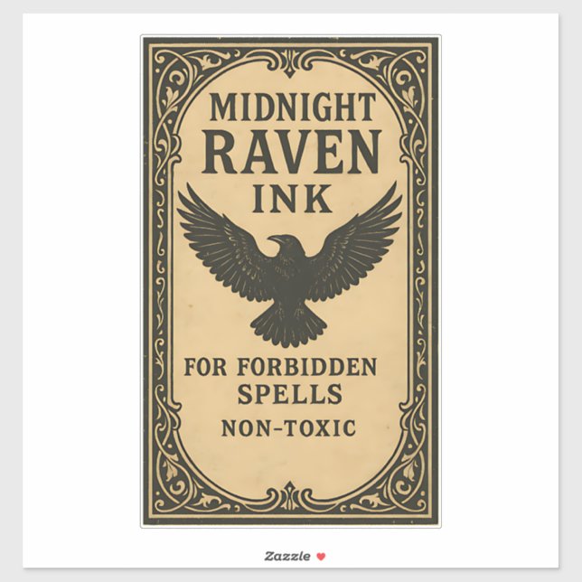 Pegatina Midnight Raven Ink - Halloween Apothecary Label (Hoja)