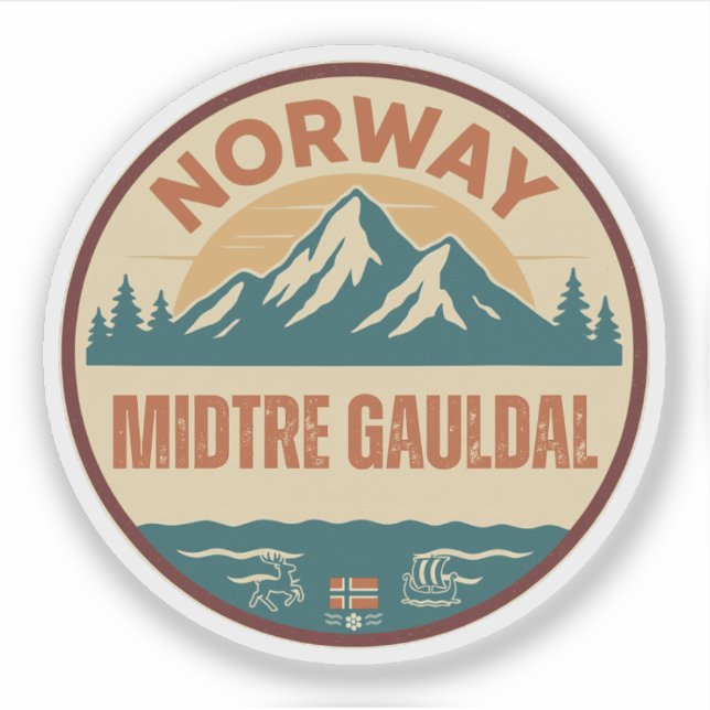 Pegatina Midtre Gauldal, Noruega Noruega (Anverso)