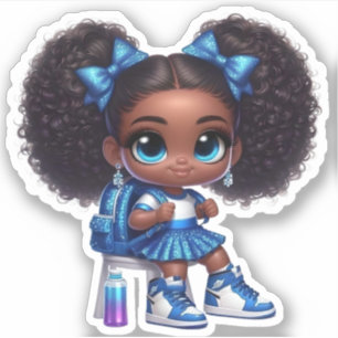 Pegatina Miembro del equipo animado - Azul