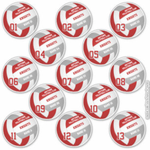 Pegatina miembros del equipo de voleibol conjunto de 13 roj