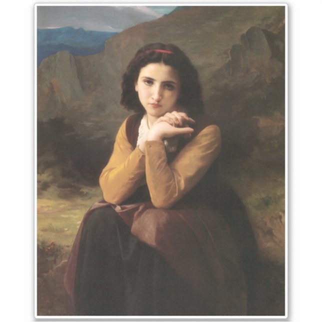 Pegatina Mignon Innocence of Adolescent Chica, Bouguereau (Anverso)