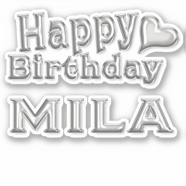 Pegatina Mila Happy Birthday silver Aufkleber Sticker (Anverso)