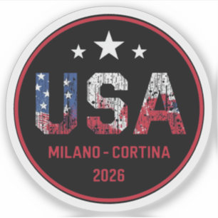Pegatina Milano Cortina 2026 Vintage estación de esquí hock