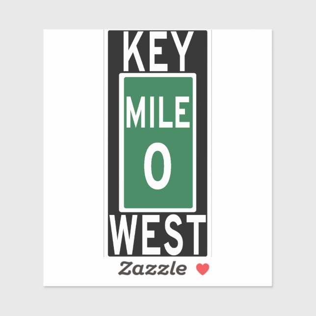Pegatina Mile 0 Key West (Hoja)
