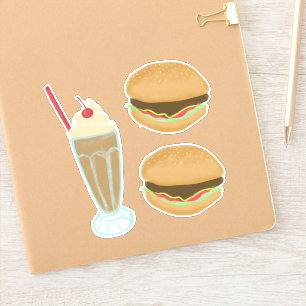 Pegatina Milkshake y 2 Hamburger Drawing Art