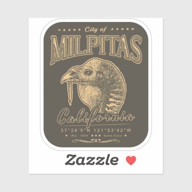 PEGATINA MILPITAS SANTA CLARA - SILICON VALLEY CALIFORNIA (Hoja)