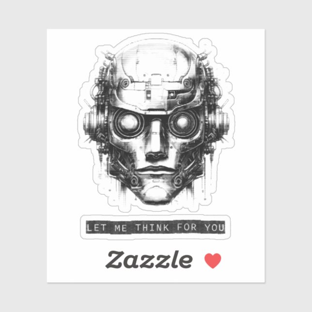Pegatina Mind Control Cyberpunk Robot Black Print (Hoja)