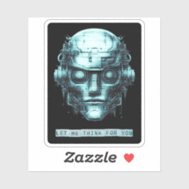 Pegatina Mind Control Cyberpunk Robot Blue Grunge