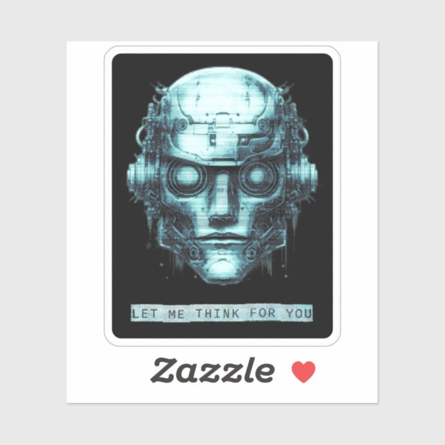 Pegatina Mind Control Cyberpunk Robot Blue Grunge (Hoja)