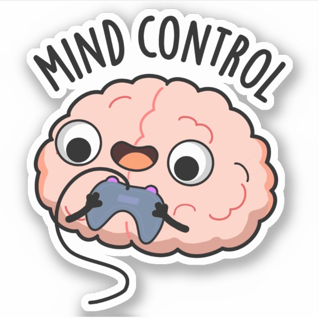 Pegatina Mind Control Funny Brain Pun (Anverso)