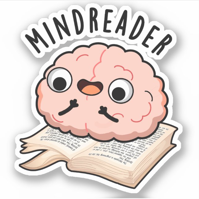Pegatina Mind Reader Funny Brain Pun (Anverso)
