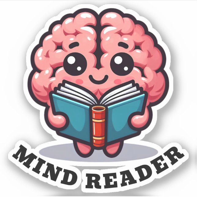 Pegatina Mind Reader Funny Pun (Anverso)