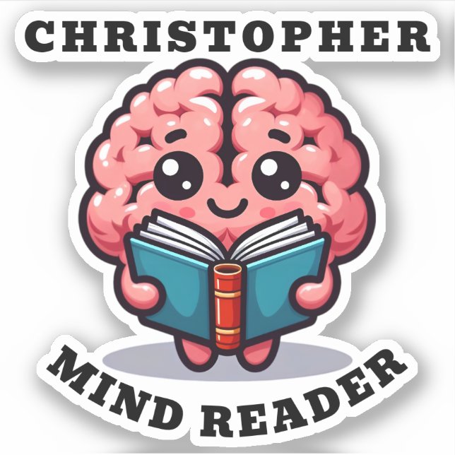 Pegatina Mind Reader Funny Pun con el nombre (Anverso)