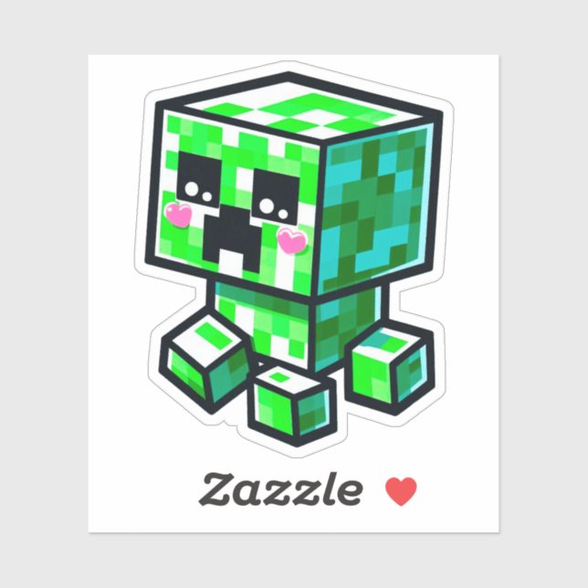 Pegatina Minecraft, Cute Creeper, Minecrafter, Chibi Kawaii (Hoja)