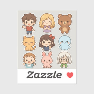 Pegatina Mini Hoja de Stickers Kawaii Chibi – Niños y Anima
