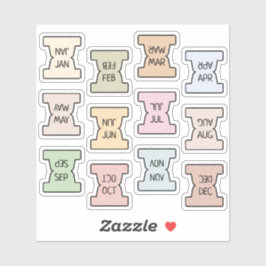 Pegatina Mini Índice Mensual Tab Pastel Bujo Planificador D