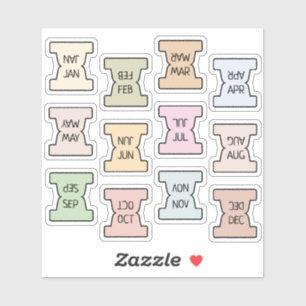 Pegatina Mini Índice Mensual Tab Pastel Bujo Planificador D