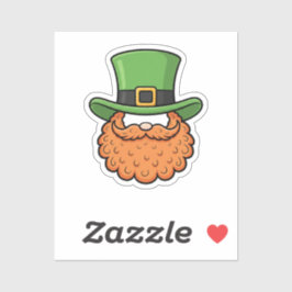 Pegatina Mini Leprechaun Green Hat Orange Beard St Patrick