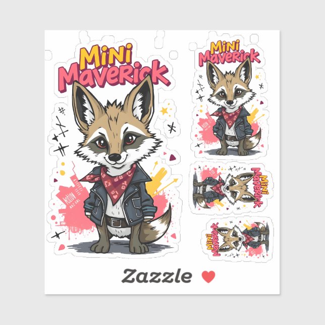 Pegatina Mini Maverick Cool Rebel Coyote Playground Punk  (Hoja)