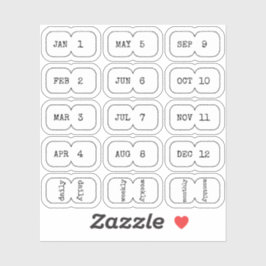 Pegatina Mini Monthly Index Divider Tabs White Folded