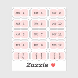 Pegatina Mini Monthly Index Tabs Page Divider Pink Folded