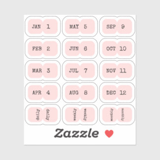 Pegatina Mini Monthly Index Tabs Page Divider Pink Folded