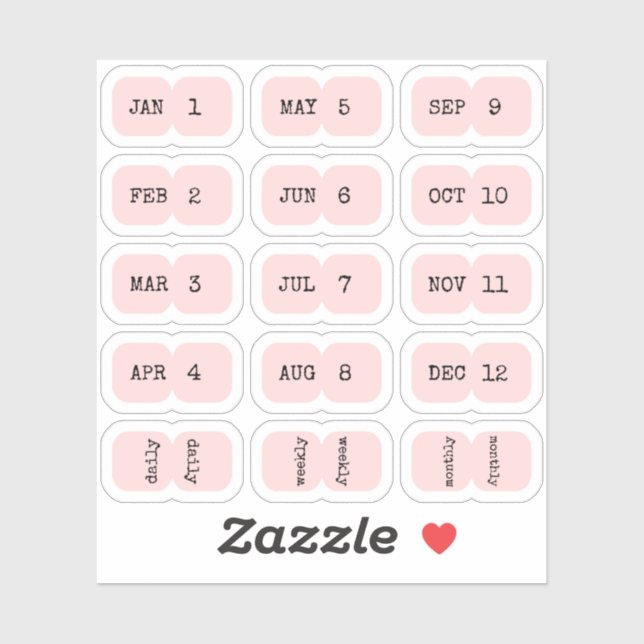 Pegatina Mini Monthly Index Tabs Page Divider Pink Folded (Hoja)