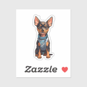 Pegatina Mini Pinscher Dinámico: Un Torbellino de Energía