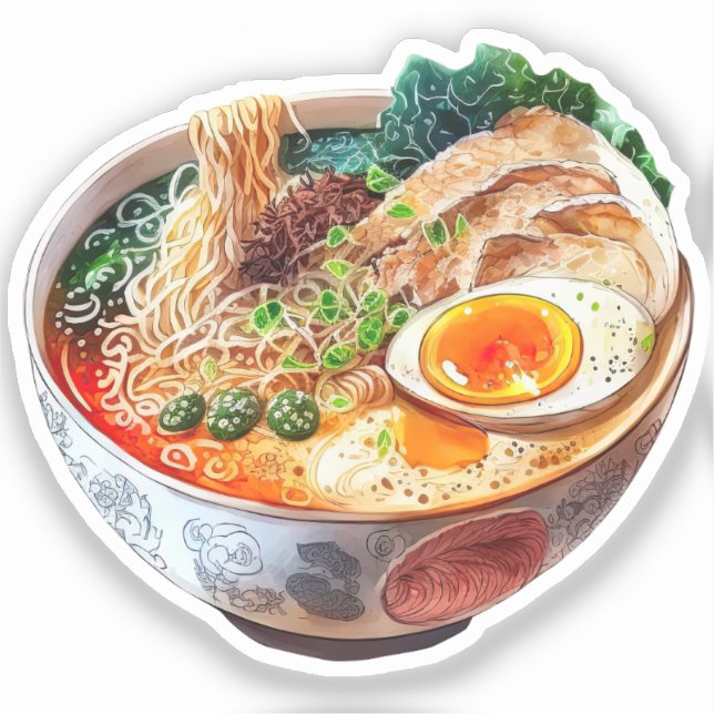 Pegatina Miniatura de comida coreana en acuarela (Anverso)