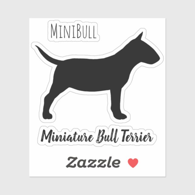 Pegatina Minibull Terrier MiniBull Dog Silhouette (Hoja)