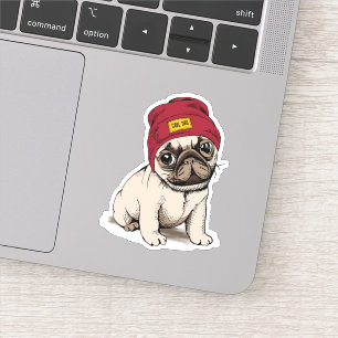 Pegatina Minicachorro Hipster Pug
