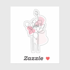 Pegatina Minimal Lotus Line Art – Soft Pink Zen Botanical 