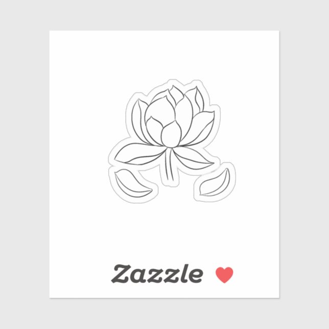 Pegatina Minimal Lotus Line Art – Zen Floral Illustration (Hoja)