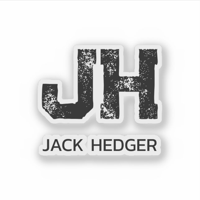 PEGATINA MINIMALIST BLACK TWO LETTER MONOGRAM NAME CLEAR (Anverso)